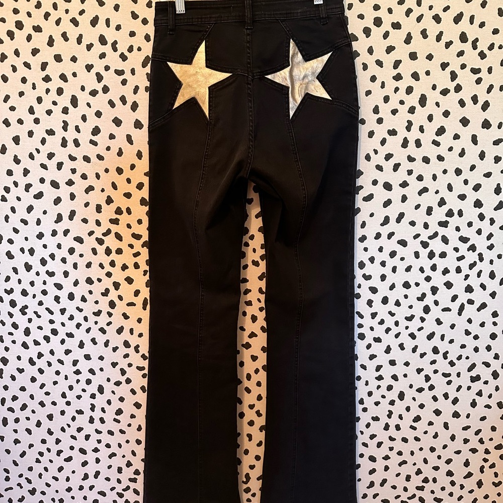 Free People Gold and Black Boot Cut Jeans